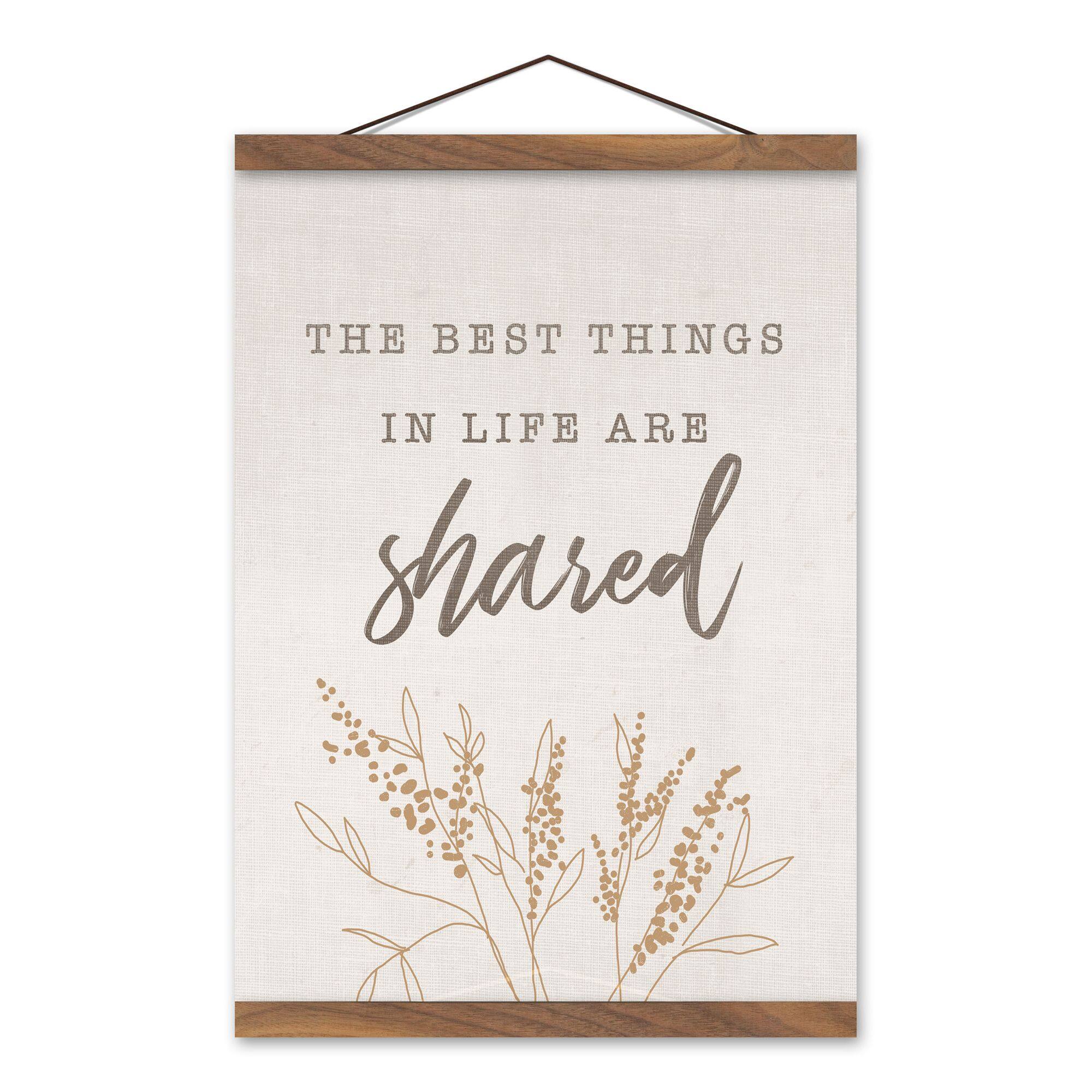 Best Things Are Shared 12" x 16" Teak Hanging Canvas